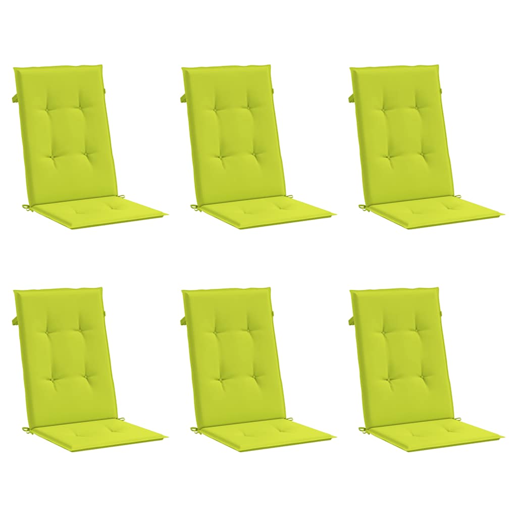 Coussins de chaise de jardin vidaxl 6 ST High arrière 120x50x3 cm tissu vert transparent