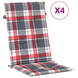 Vidaxl Garden Chair Cushions 4 PCS 120x50x3 cm Fabric Modèle de diamant rouge