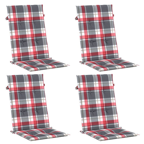 Vidaxl Garden Chair Cushions 4 PCS 120x50x3 cm Fabric Modèle de diamant rouge
