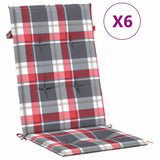 Coussins de chaise de jardin vidaxl 6 pcs 120x50x3 cm tissu diamant motif rouge