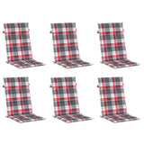 Coussins de chaise de jardin vidaxl 6 pcs 120x50x3 cm tissu diamant motif rouge