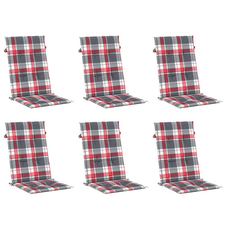 Coussins de chaise de jardin vidaxl 6 pcs 120x50x3 cm tissu diamant motif rouge