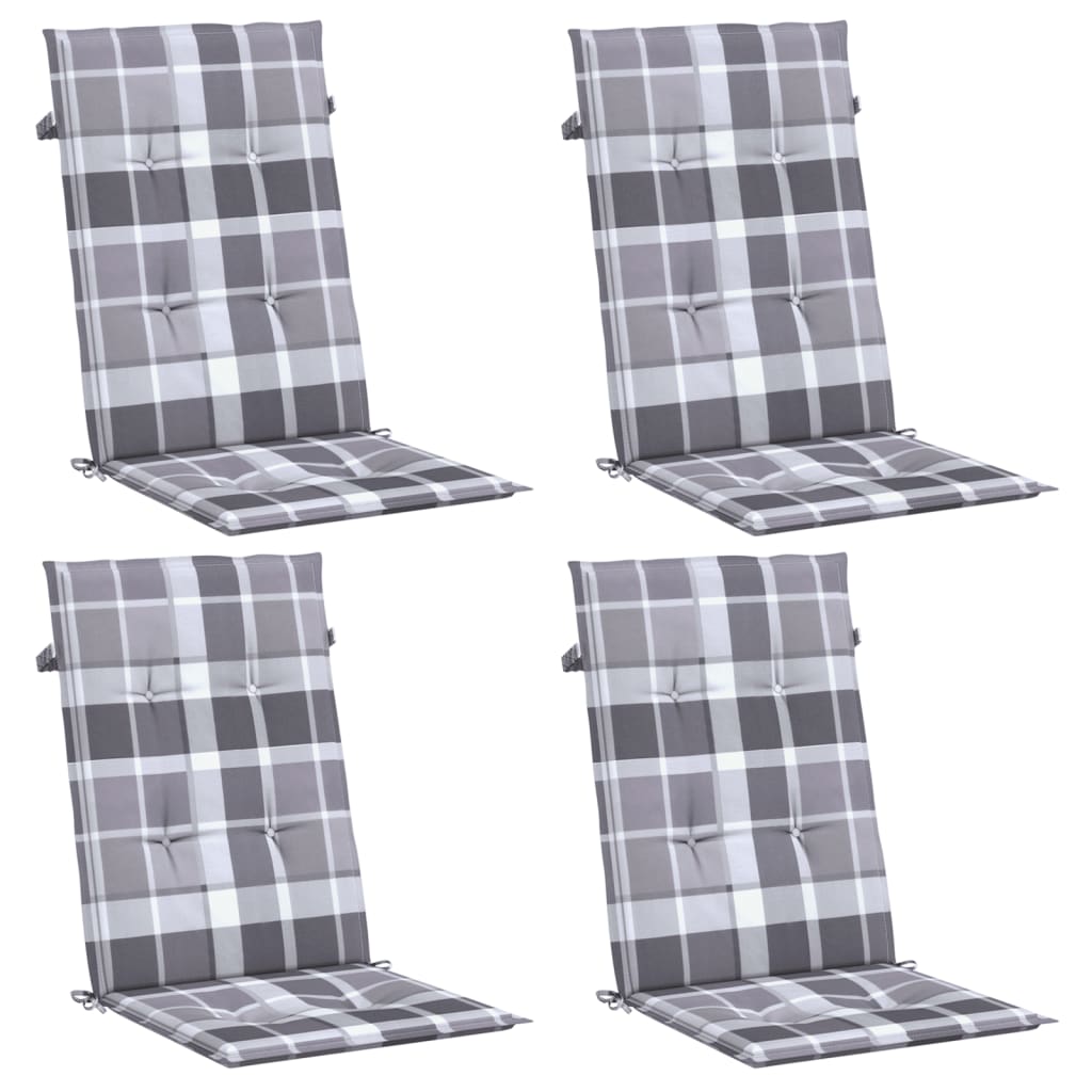 Coussins de chaise de jardin vidaxl 4 pcs 120x50x3 cm tissu diamant motif gris