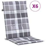 Coussins de chaise de jardin vidaxl 6 pcs 120x50x3 cm tissu diamant motif gris