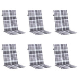 Coussins de chaise de jardin vidaxl 6 pcs 120x50x3 cm tissu diamant motif gris