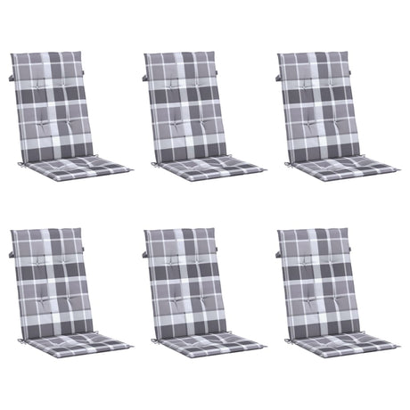 Coussins de chaise de jardin vidaxl 6 pcs 120x50x3 cm tissu diamant motif gris