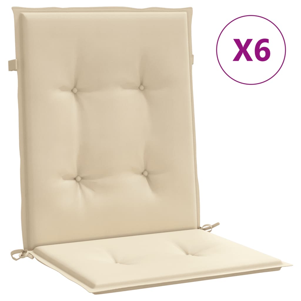 Vidaxl Garden Stuhl Kissen 6 Stcs 100x50x3 cm Oxford Stoff Beige