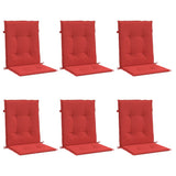 Coussins de chaise de jardin vidaxl 6 pcs 100x50x3 cm oxford tissu rouge