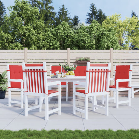 Coussins de chaise de jardin vidaxl 6 pcs 100x50x3 cm oxford tissu rouge