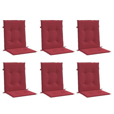 Coussins de chaise de jardin vidaxl 6 pcs 100x50x3 cm oxford tissu vin rouge