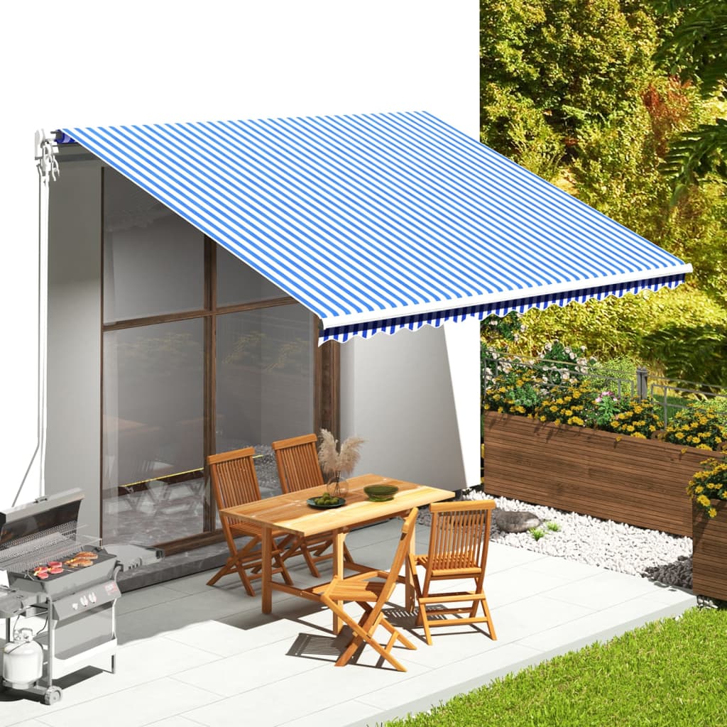 Tissu de remplacement Vidaxl pour Luifel 4,5x3,5 m bleu et blanc