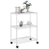 Rack de stockage Vidaxl avec roues 3 couches 150 kg 60x35x81 cm de couleur chromée