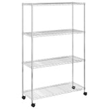 Rack de stockage Vidaxl 4 couches avec roues 200 kg 90x35x142 cm de couleur chromée