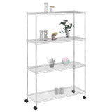 Rack de stockage Vidaxl 4 couches avec roues 200 kg 90x35x142 cm de couleur chromée