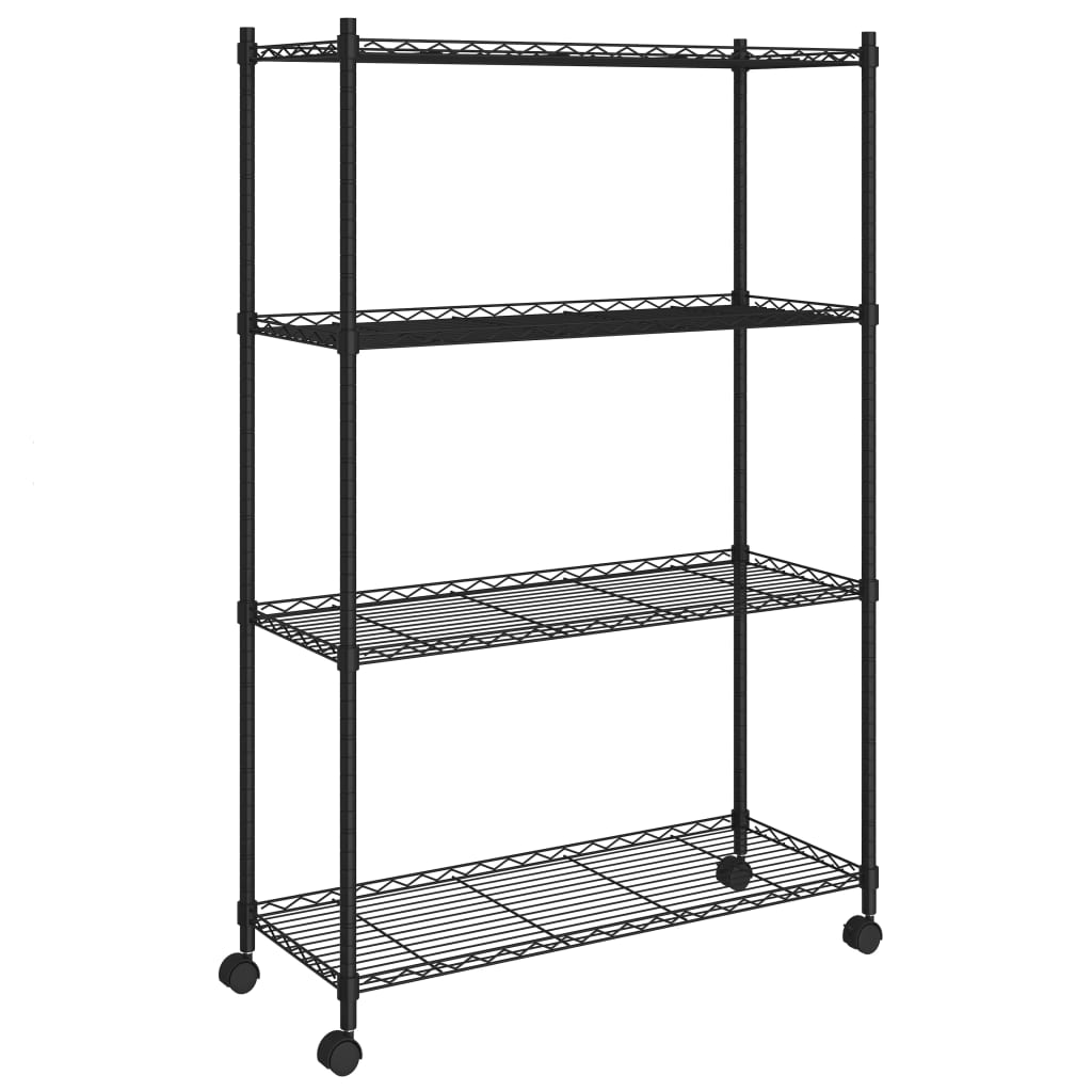 Vidaxl Storage Rack a 4 strati con ruote 200 kg 90x35x142 cm nero