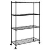 Vidaxl Storage Rack a 4 strati con ruote 200 kg 90x35x142 cm nero