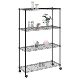 Rack de stockage Vidaxl 4 couches avec roues 200 kg 90x35x142 cm noir