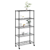 Rack de stockage Vidaxl 5 couches avec roues 250 kg 75x35x155 cm noir