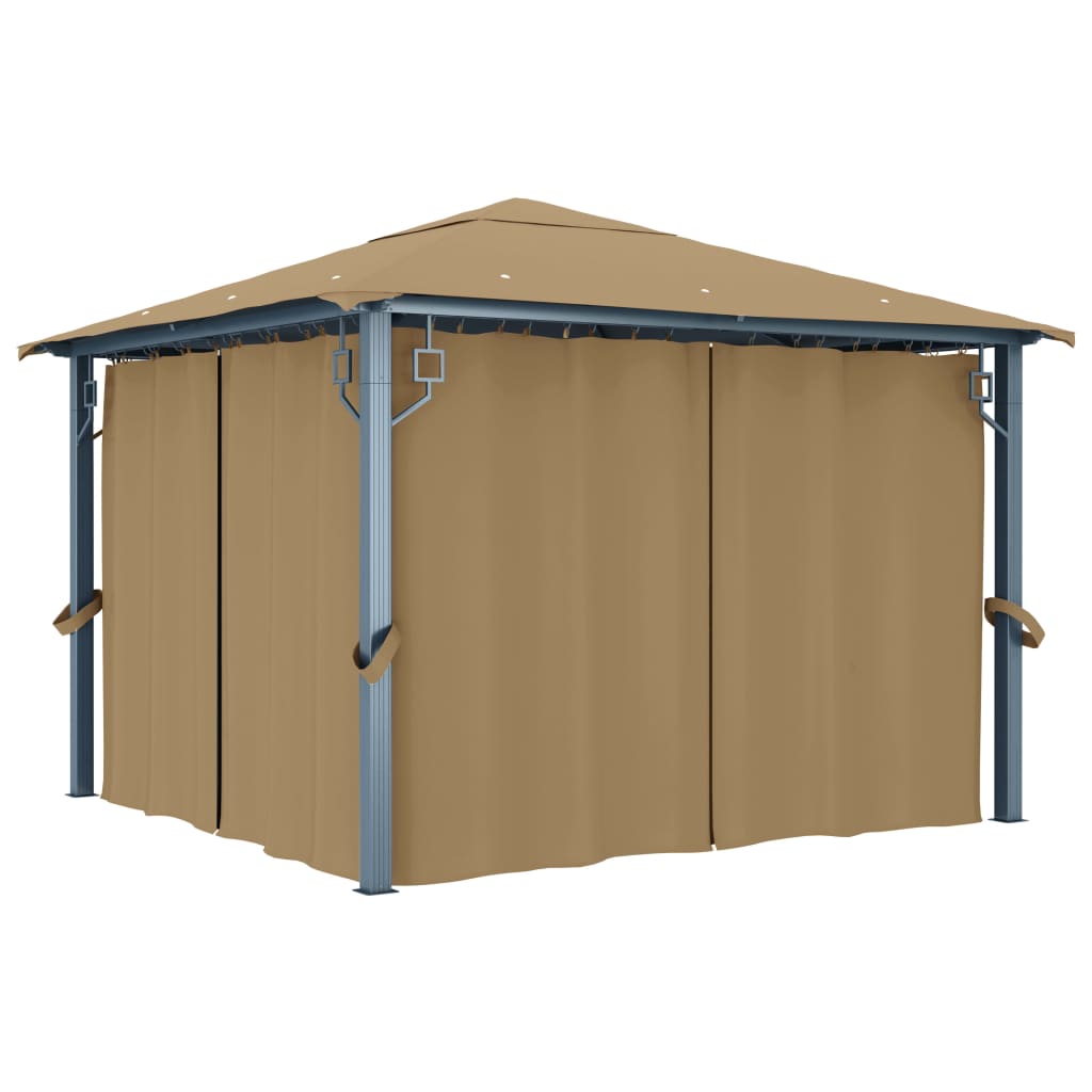 Vidaxl Arbor med gardin 300x300 cm aluminium taupe