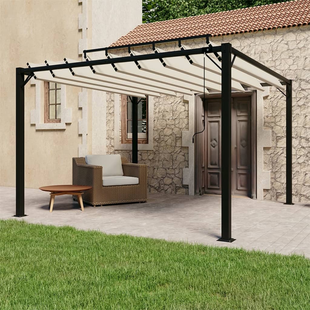 Arbor Vidaxl avec toit à latte 3x3 m de poussière et de crème en aluminium -colored