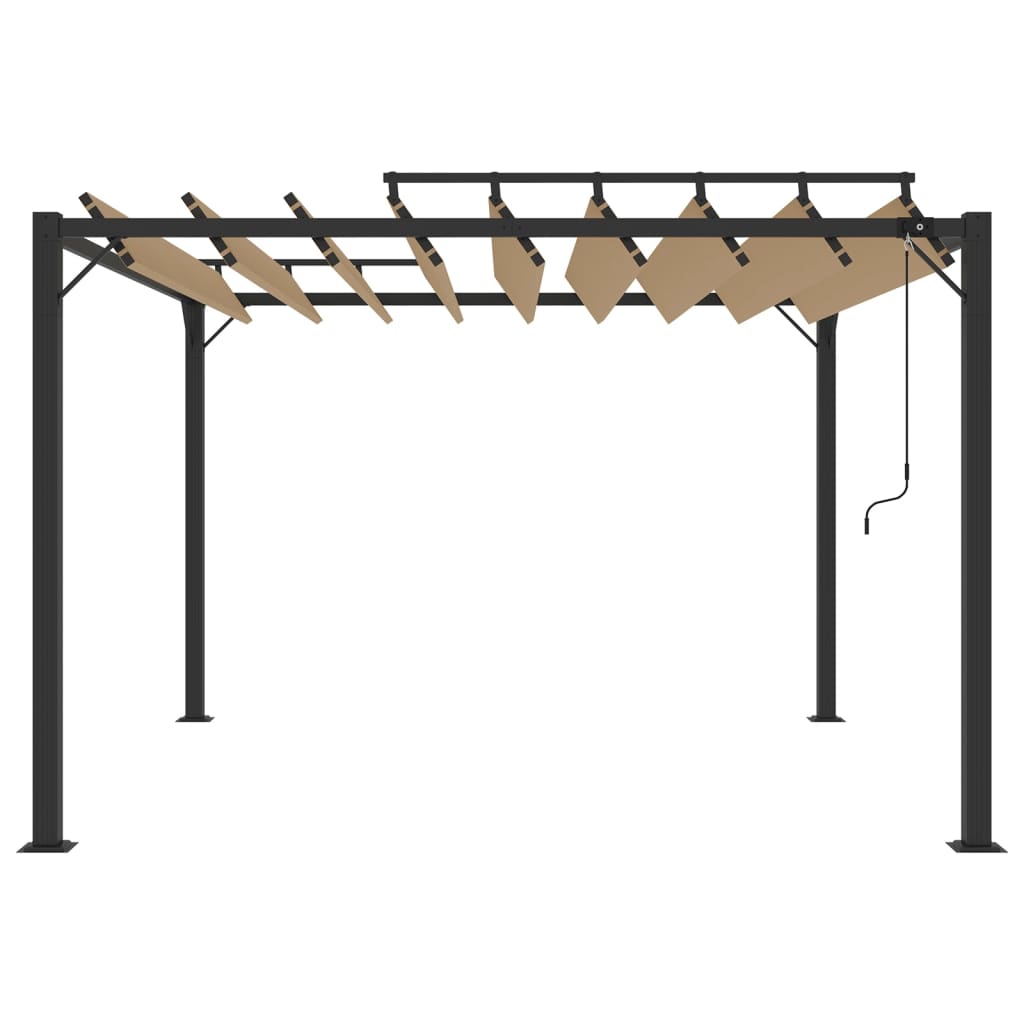 Vidaxl arbor with slat roof 3x3 m dust and aluminum taupe