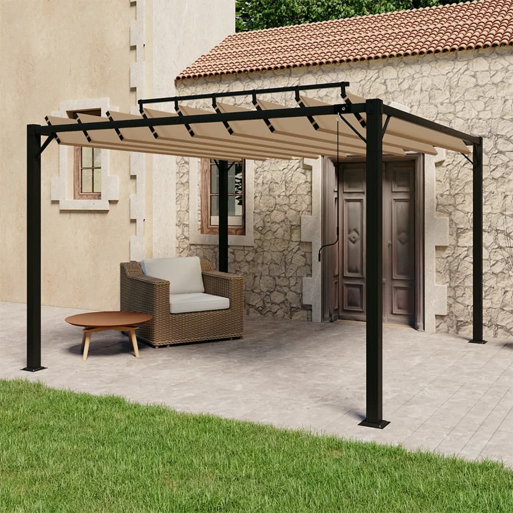 Vidaxl arbor with slat roof 3x3 m dust and aluminum taupe