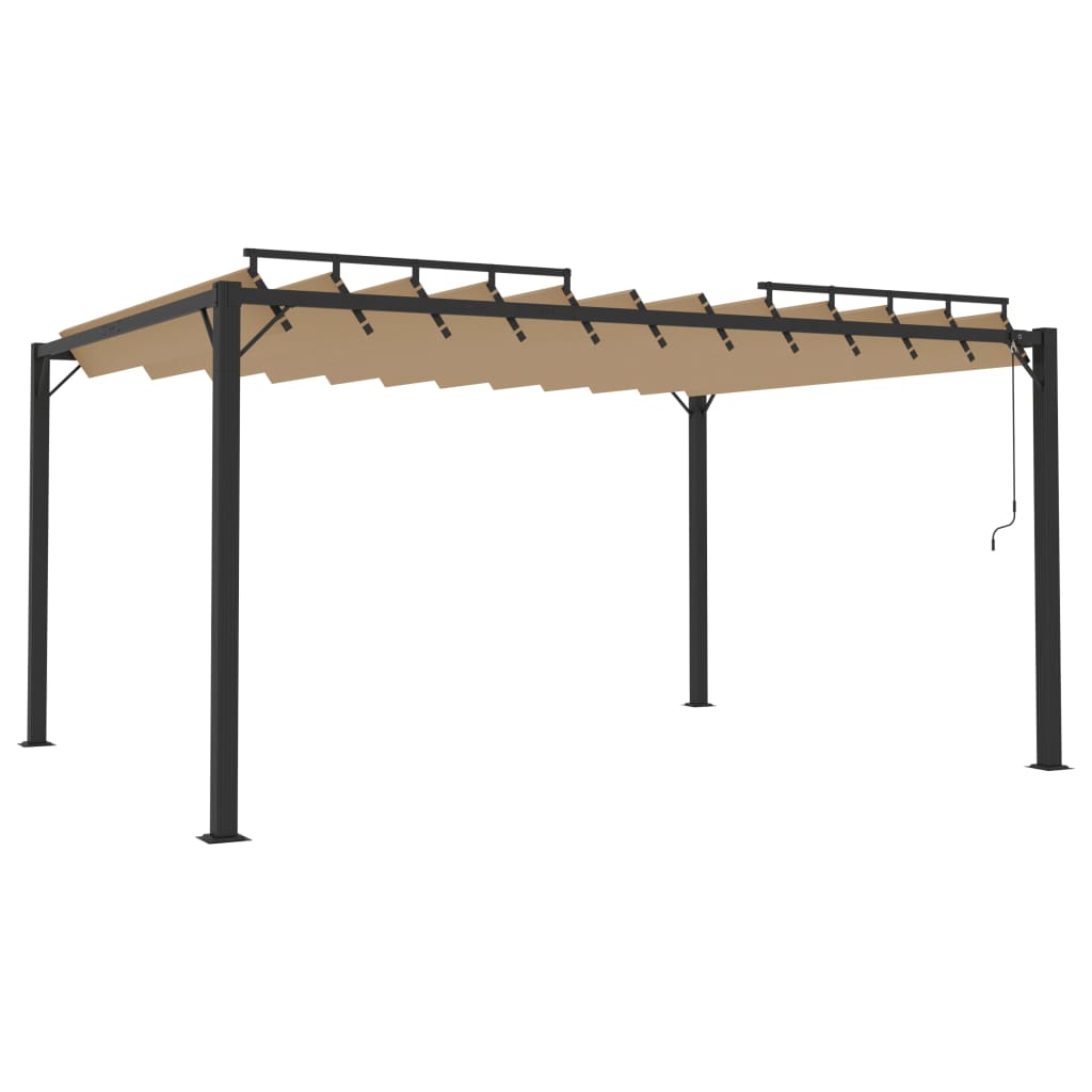 Vidaxl Arbor con tetto a stecca 3x4 m polvere e taupe in alluminio