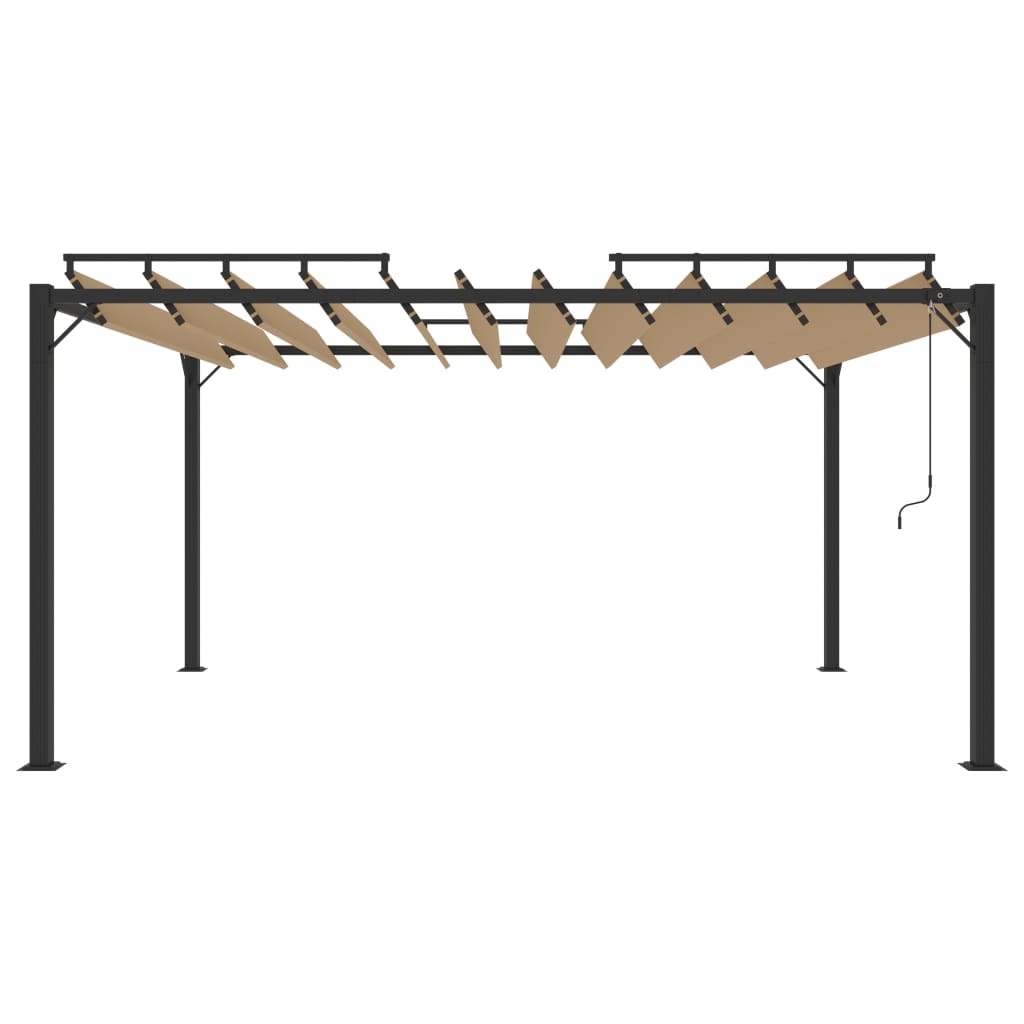 Bidaxl arbor med lamell tak 3x4 m damm och aluminium taupe