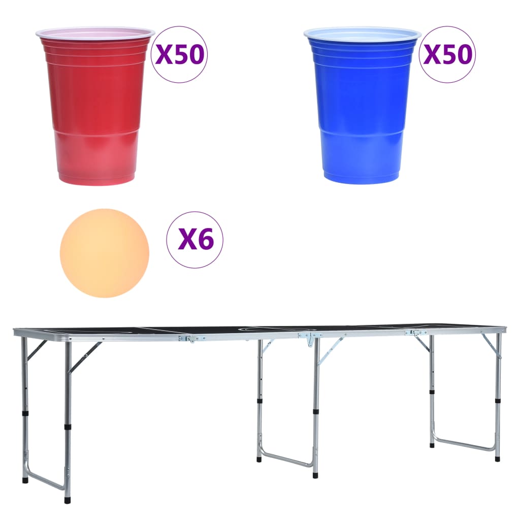 Vidaxl Bier Pong Bord med kopper og kugler sammenfoldelig 240 cm