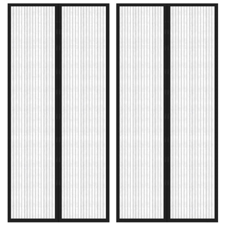 Rideaux de porte d'insectes vidaxl 2 pcs magnétiques 210x90 cm noir