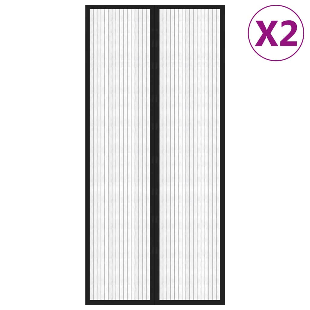 Rideaux de porte d'insectes vidaxl 2 pcs magnétiques 210x90 cm noir