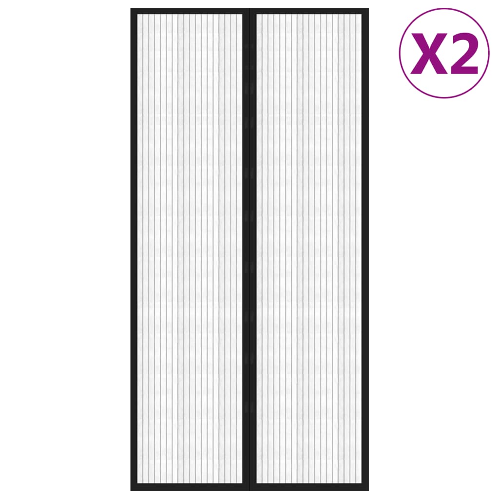 Vidaxl hmyz dveře záclony 2 ks magnetické 220x100 cm černé