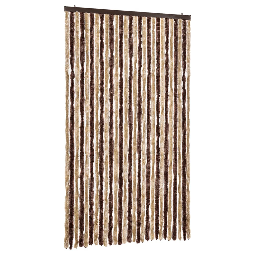 Vidaxl Fly Curtain 118x220 cm Chenille beige e marrone chiaro