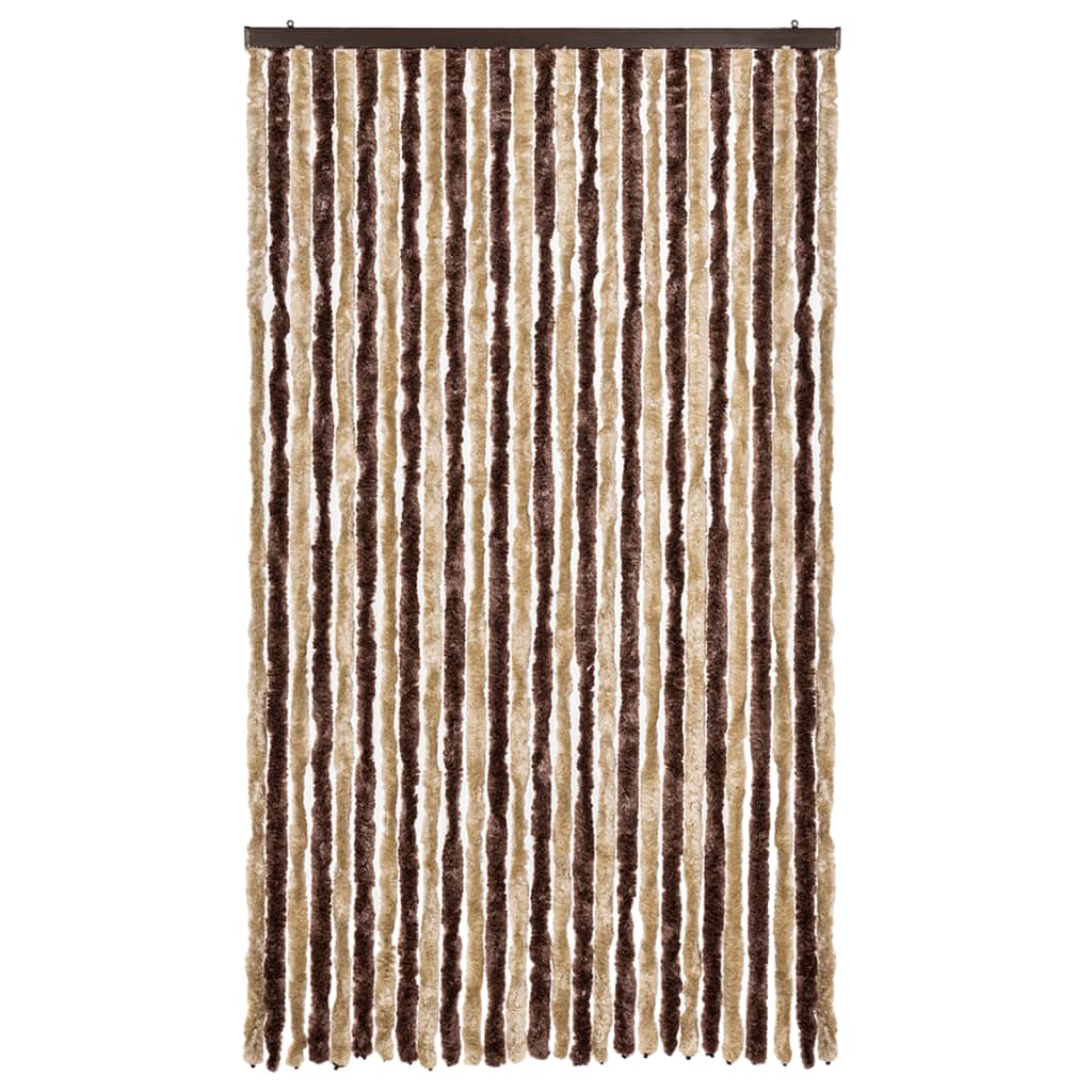 Vidaxl Fly Curtain 118x220 cm Chenille beige e marrone chiaro