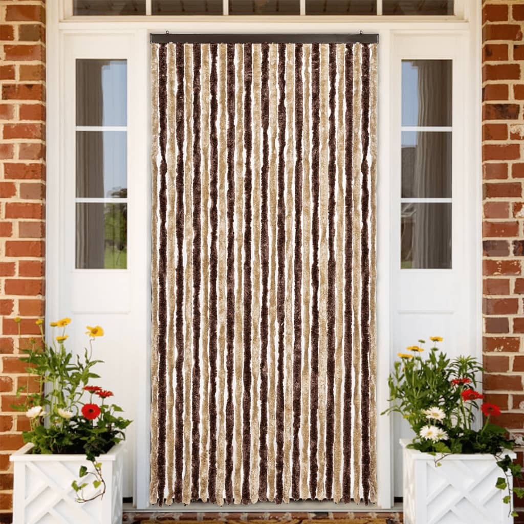 Vidaxl Fly Curtain 118x220 cm Chenille beige e marrone chiaro