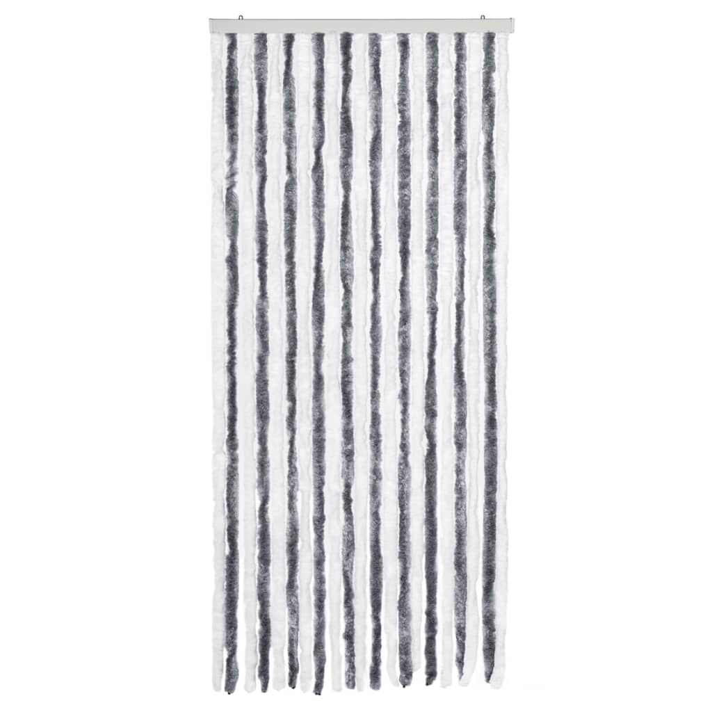 Vidaxl Fly Curtain 90x200 cm Chenille grigio e bianco