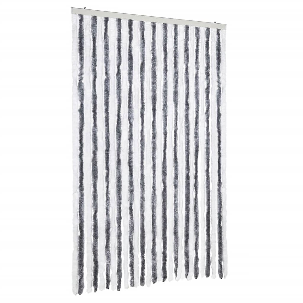 Vidaxl Fly Curtain 118x220 cm Chenille grigio e bianco