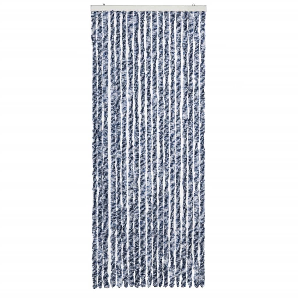 Cortina de mosca Vidaxl 56x200 cm Chenille azul y blanco