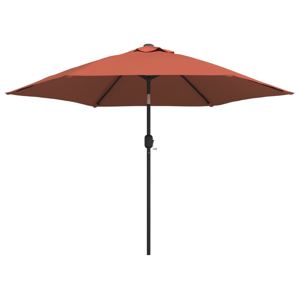 Vidaxl -parasol med LED -belysning og stålstang 300 cm terrakotta