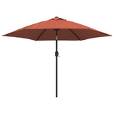 Parasol vidaxl avec éclairage LED et poteau en acier 300 cm en terre cuite