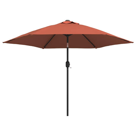 Parasol vidaxl avec éclairage LED et poteau en acier 300 cm en terre cuite