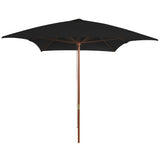 Parasol vidaxl avec poteau en bois 200x300 cm noir