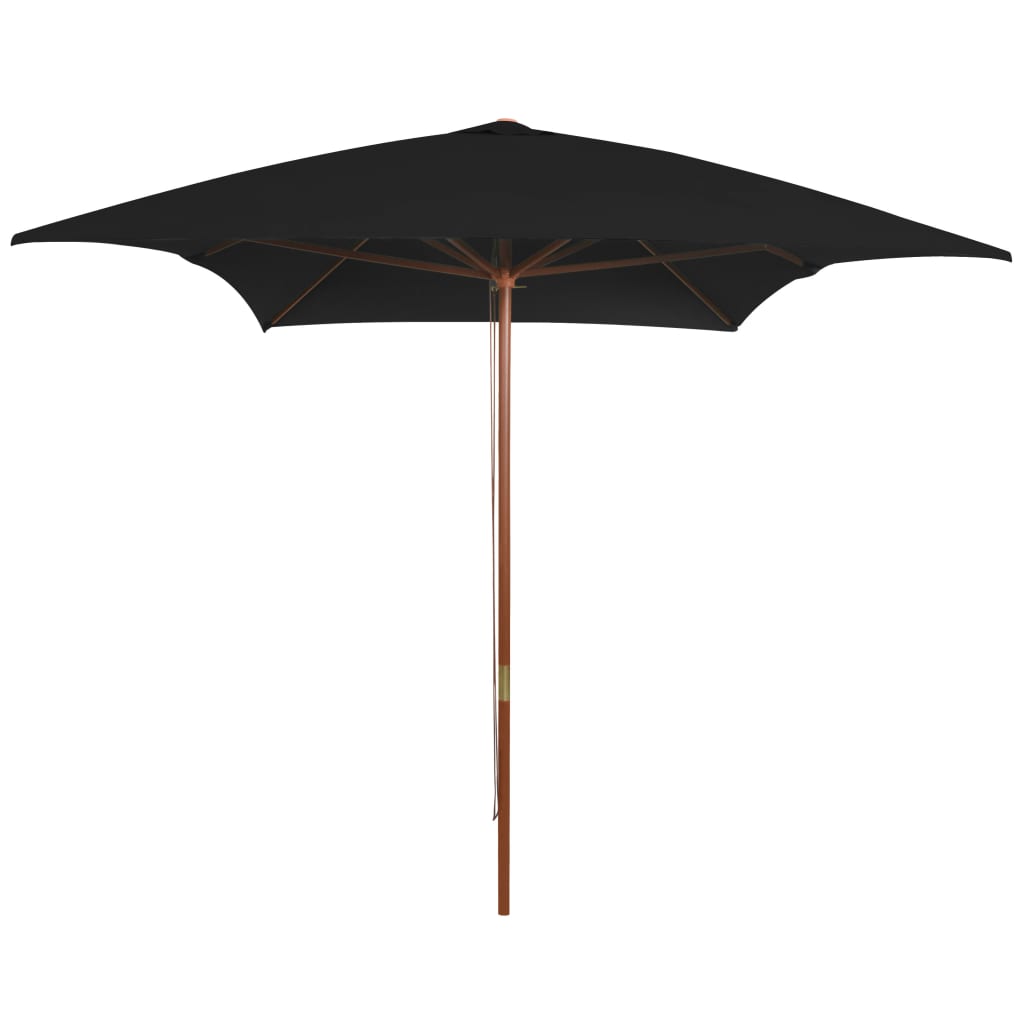 Vidaxl Parasol z drewnianym słupem 200x300 cm czarny