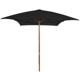 Vidaxl Parasol z drewnianym słupem 200x300 cm czarny