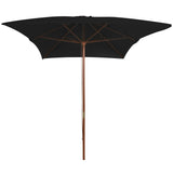 Vidaxl Parasol z drewnianym słupem 200x300 cm czarny