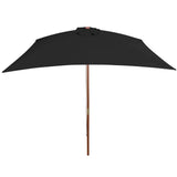 Vidaxl Parasol z drewnianym słupem 200x300 cm czarny