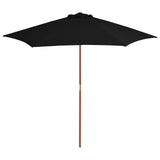 Parasol vidaxl avec poteau en bois 270 cm noir