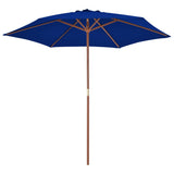 Parasol vidaxl avec poteau en bois 270 cm bleu