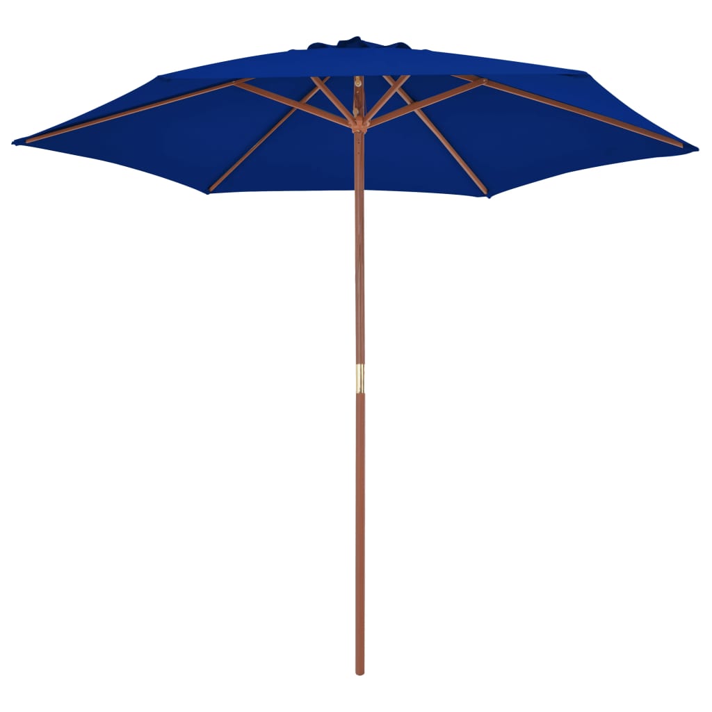 Vidaxl Parasol z drewnianym słupem 270 cm niebieskim