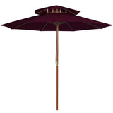 Vidaxl Parasol Double Decker avec poteau en bois 270 cm Bordeaux rouge